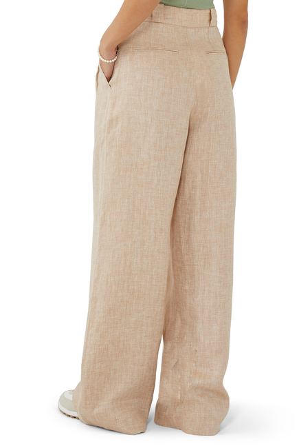 Amanda High-Waisted Linen Tailored Pants